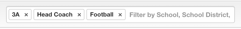 The Members search box holding three chips, 3A, Head Coach, and Football, with room to type another.